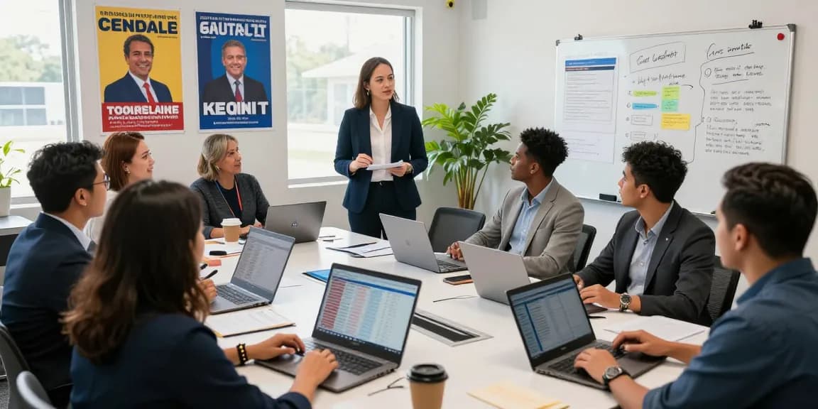 Enhancing google political ads verification through campaign strategy planning in a modern office