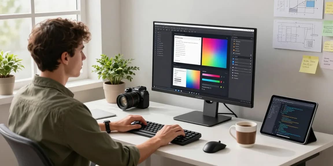 Developer using advanced 截图软件 in a modern workspace, showcasing technology and creativity.