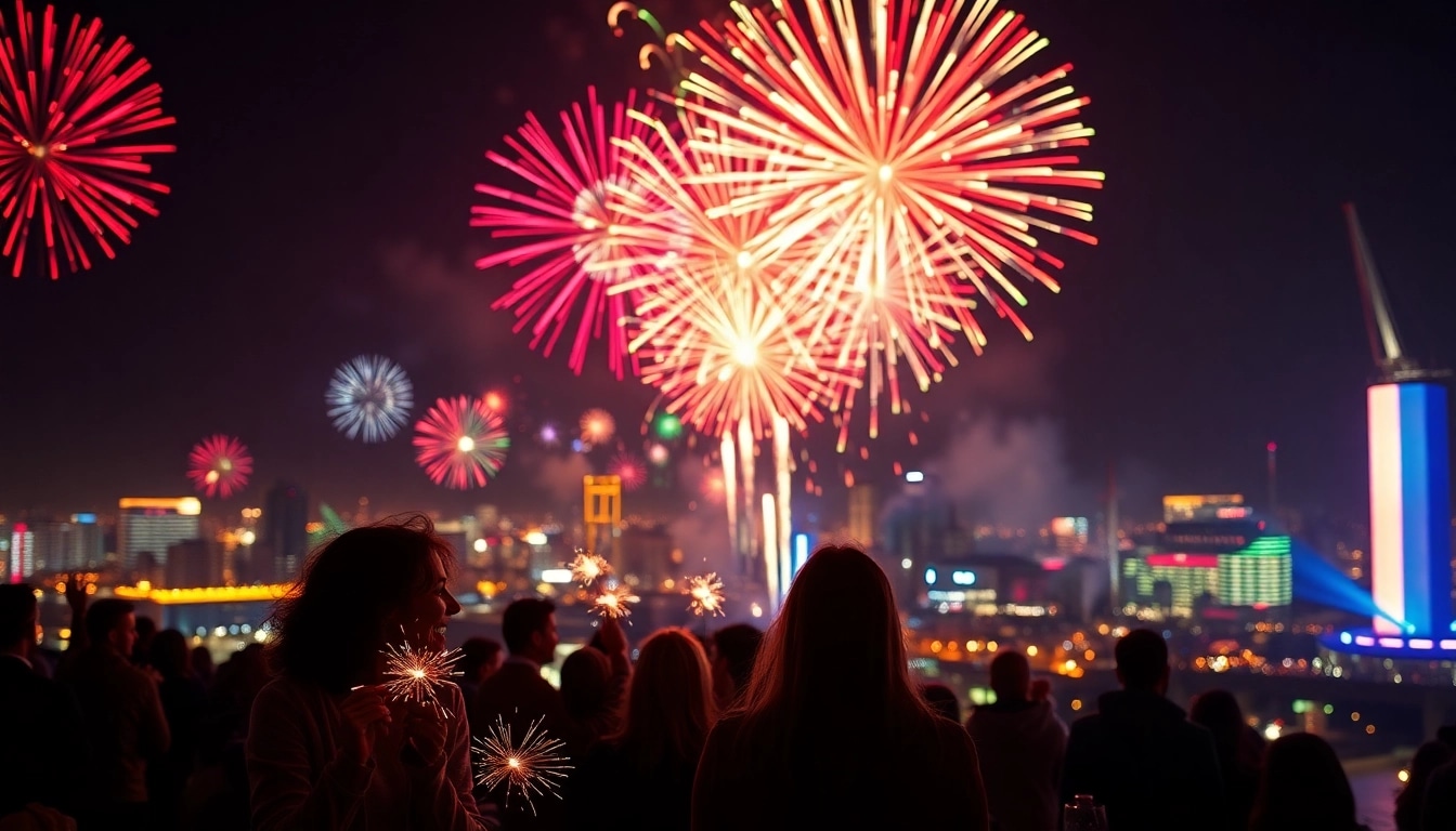 Celebrate with vibrant fireworks in Manchester night sky, capturing Buy fireworks Manchester.