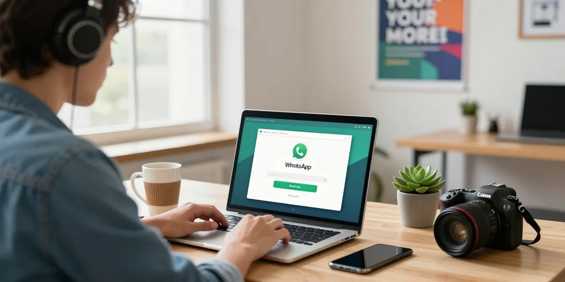 Downloading WhatsApp下載 on a laptop in a modern workspace, showcasing user engagement with technology.