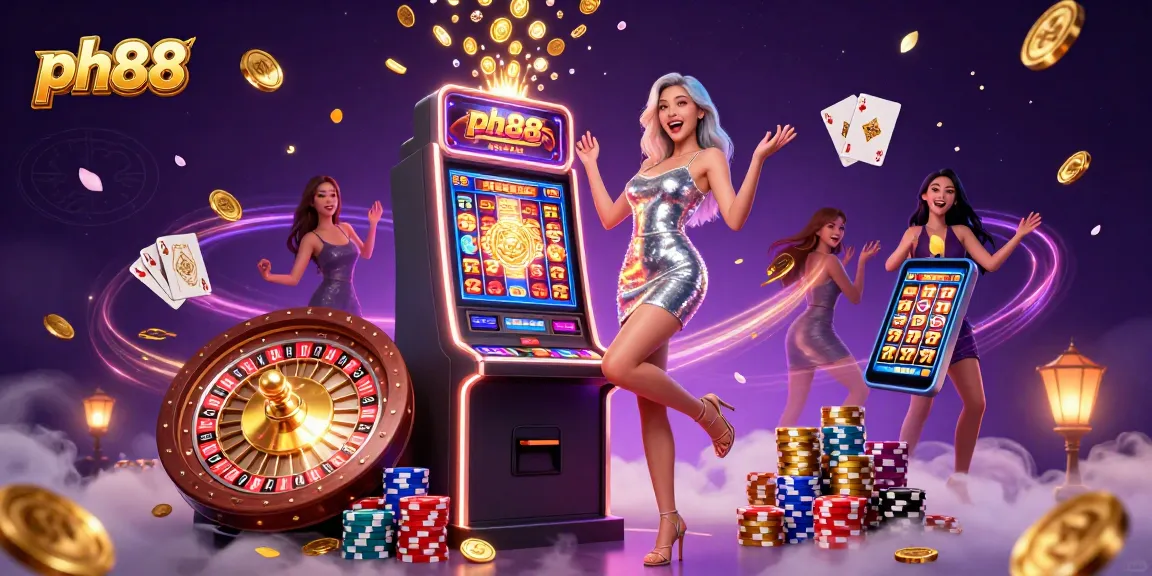 Experience the thrill of gaming at ph88 with a dazzling jackpot celebration in a dynamic casino scene.