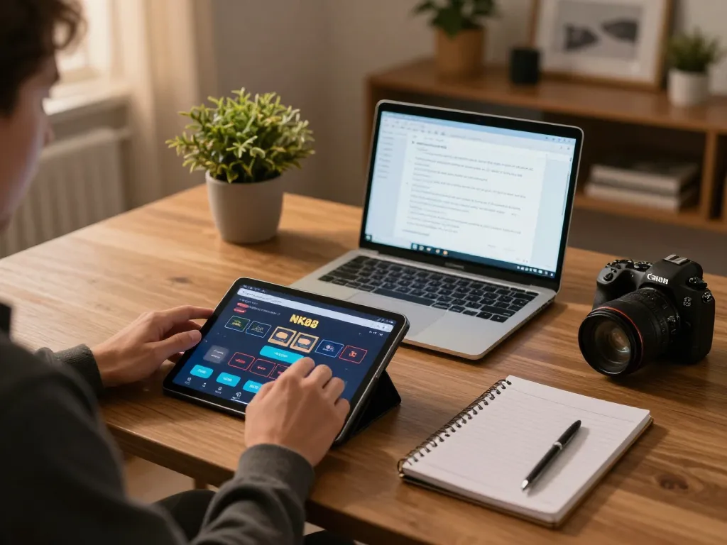 Engaging gameplay on the nk88 app from a cozy home setup, showcasing strategic online betting