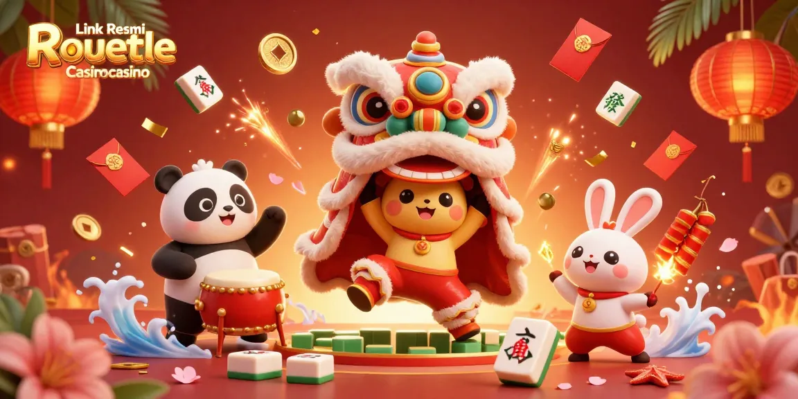 Experience the excitement of Link Resmi Roulette Casino Mildcasino with a vibrant 3D festive scene filled with casino elements.