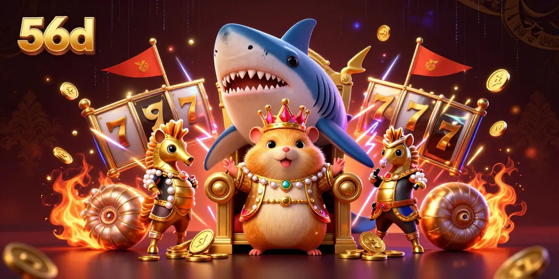 Venture into the world of 56d with a golden hamster king overseeing thrilling slot action.
