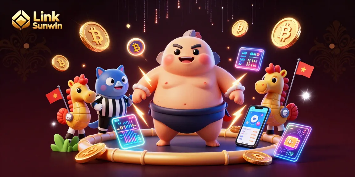 Engage with Link Sunwin's thrilling underwater casino realm featuring colorful characters and crypto elements.