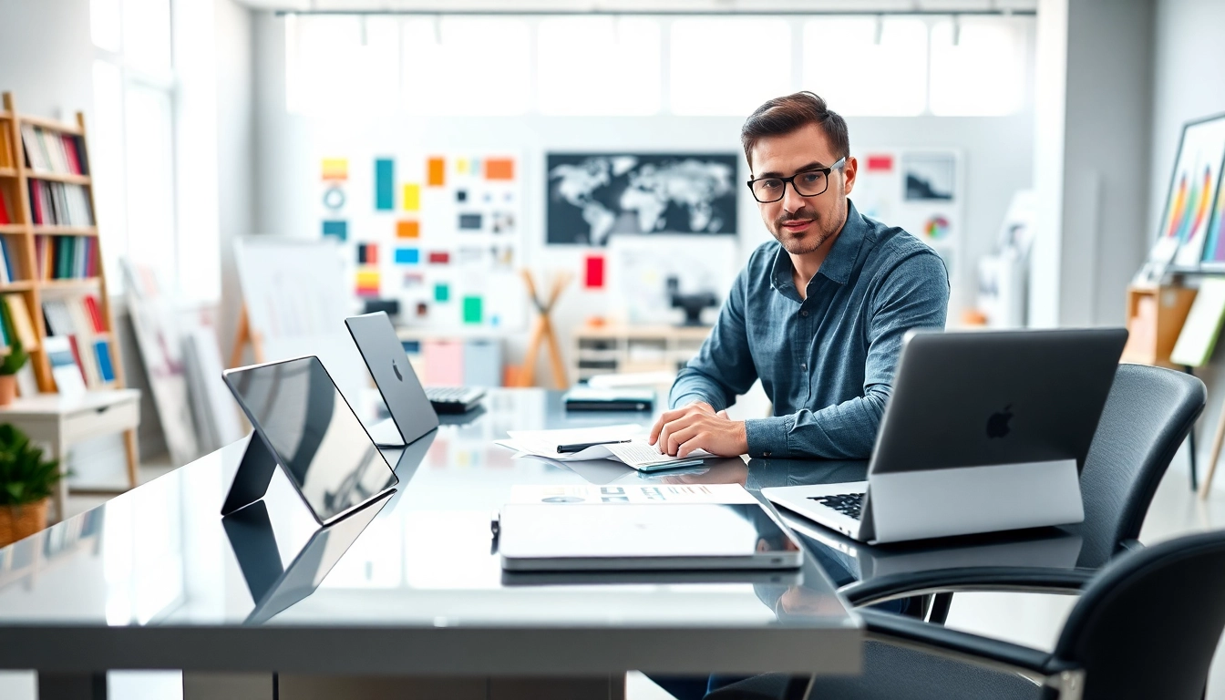 Showcase of a creative workspace by https://bestdesignersintheworld.com/ featuring modern design tools and vibrant colors.
