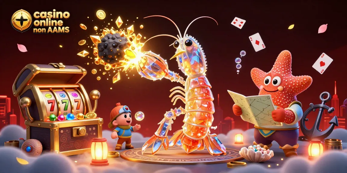 Gioca ai casino online non AAMS con slot, poker e simpatici personaggi in un'illustrazione avvincente.