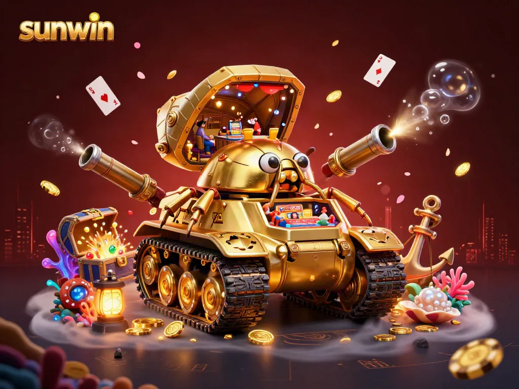 Experience thrilling entertainment with sunwin's unique casino gaming environment in a vibrant 3D scene.