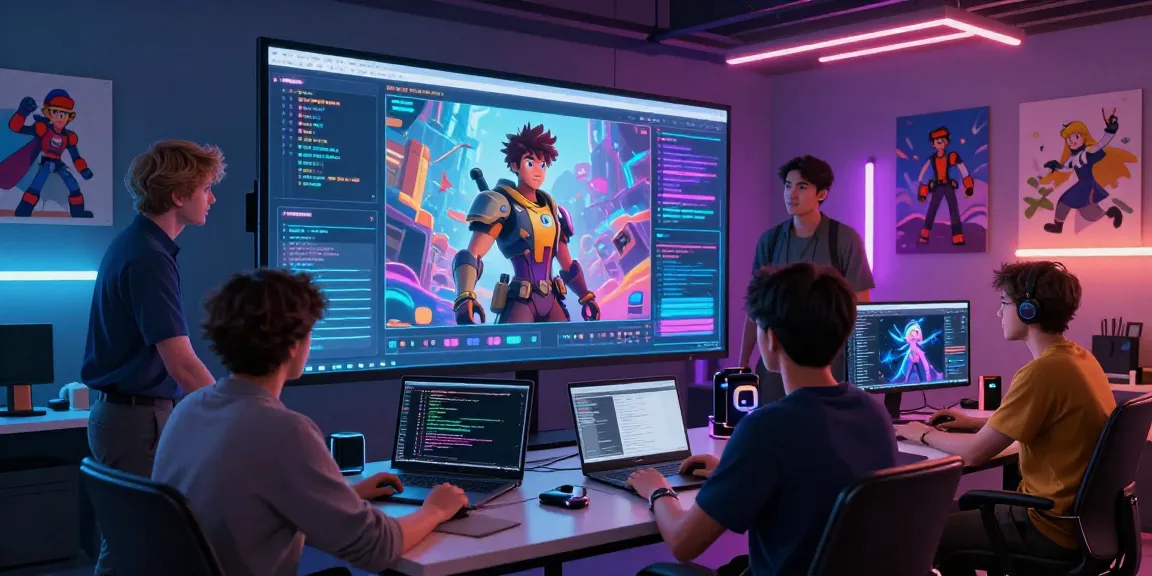 Creative team analyzing character ai nsfw designs in a high-tech workspace.