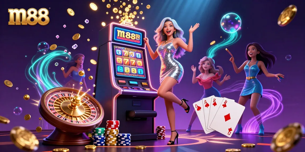 Experience thrilling wins at m88 with a stunning Asian woman celebrating a jackpot.