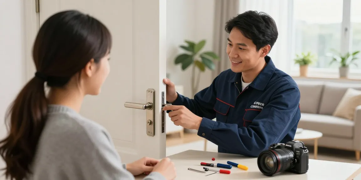 Locksmith near me providing expert lock installation services in a modern home.