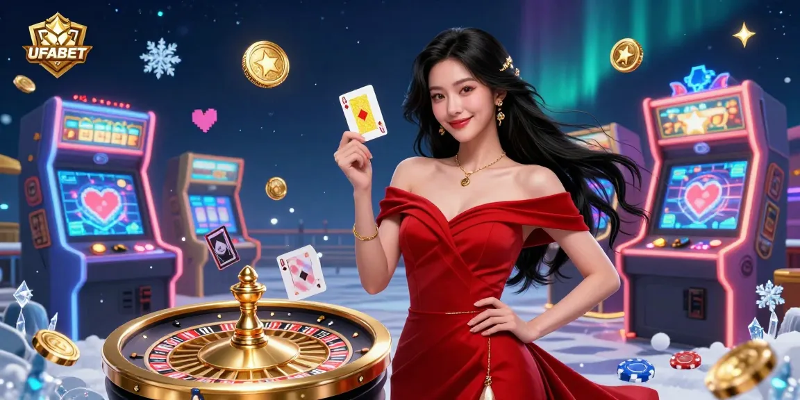 Experience the thrill of gambling at UFABET with vibrant games and stunning graphics showcased in this 3D digital artwork.