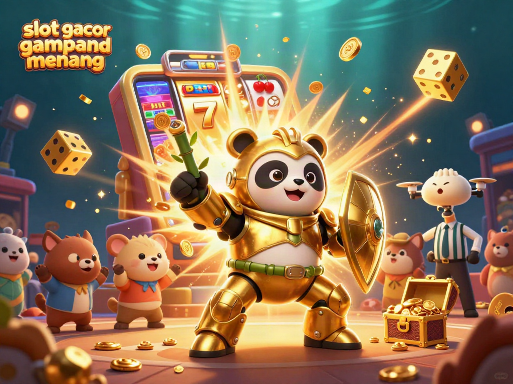 Experience thrilling wins with slot gacor gampang menang in a vibrant, cartoon-style casino scene.