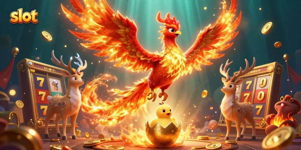 Play exciting slot games with an epic phoenix scene and dazzling gold effects.