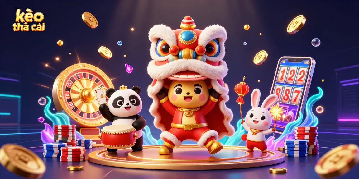 Engage with kèo nhà cái while enjoying a vibrant Chinese New Year celebration in this lively 3D casino scene.
