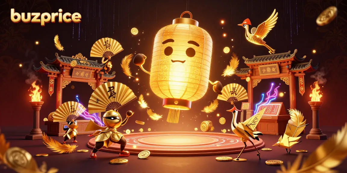 Experience the vibrant atmosphere of buzprice casino with glowing characters, games, and golden elements.