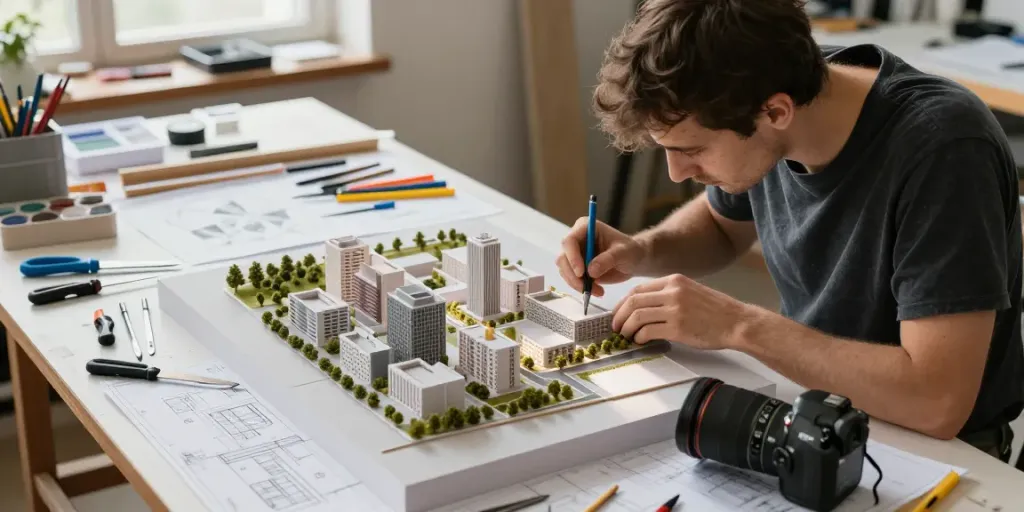 Detailreiche Modelle im Architektur Modellbau Bremen werden mit höchster Präzision hergestellt.