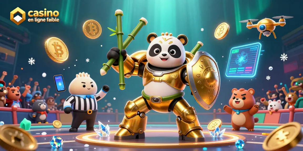 Découvrez les meilleurs casinos en ligne fiables avec un panda doré en armure et des éléments de jeux numériques captivants.