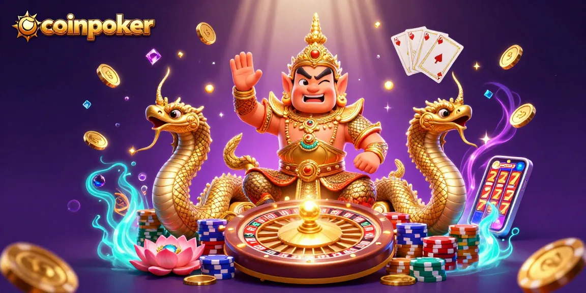Jouez à coinpoker avec un gardien en armure dorée, des serpents Naga et des pièces d'or scintillantes.