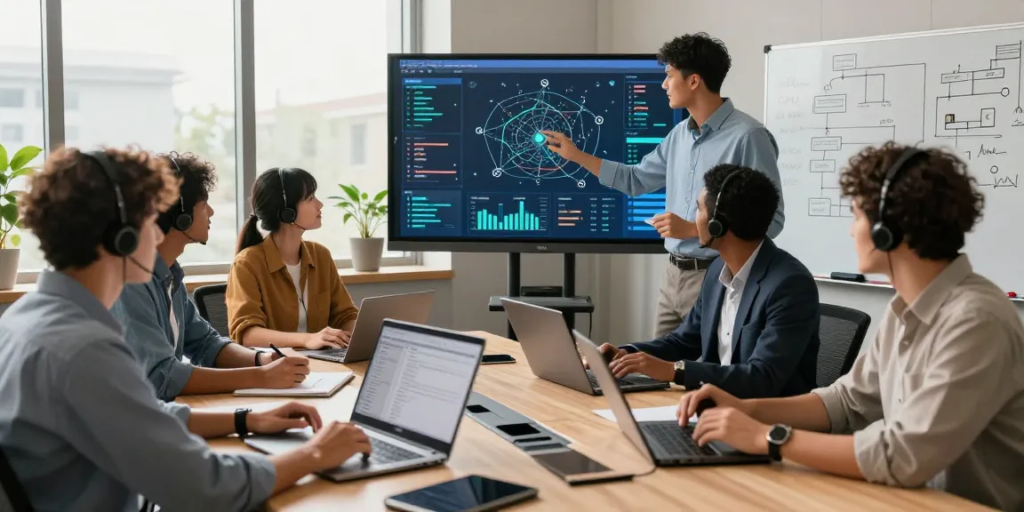 IT support business team collaborating in a modern office, focusing on proactive IT solutions.