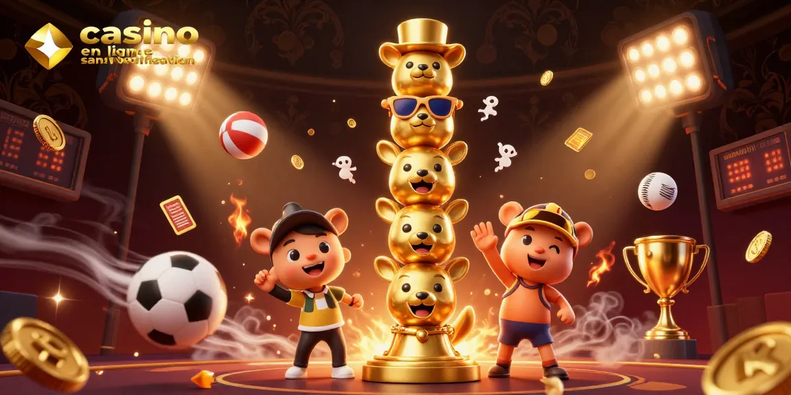 Jouez dans un casino en ligne sans vérification avec une expérience rapide et sécurisée, un totem animé et des éléments sportifs.