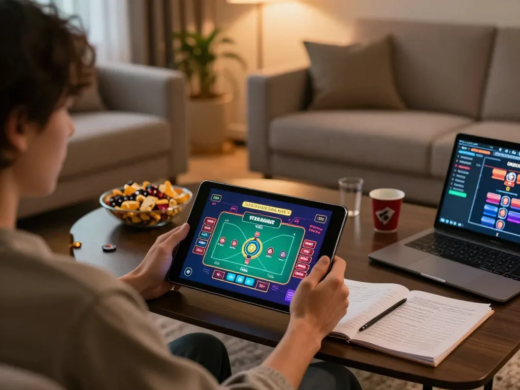 Experience intense online gaming with vt88 on tablet in cozy living room