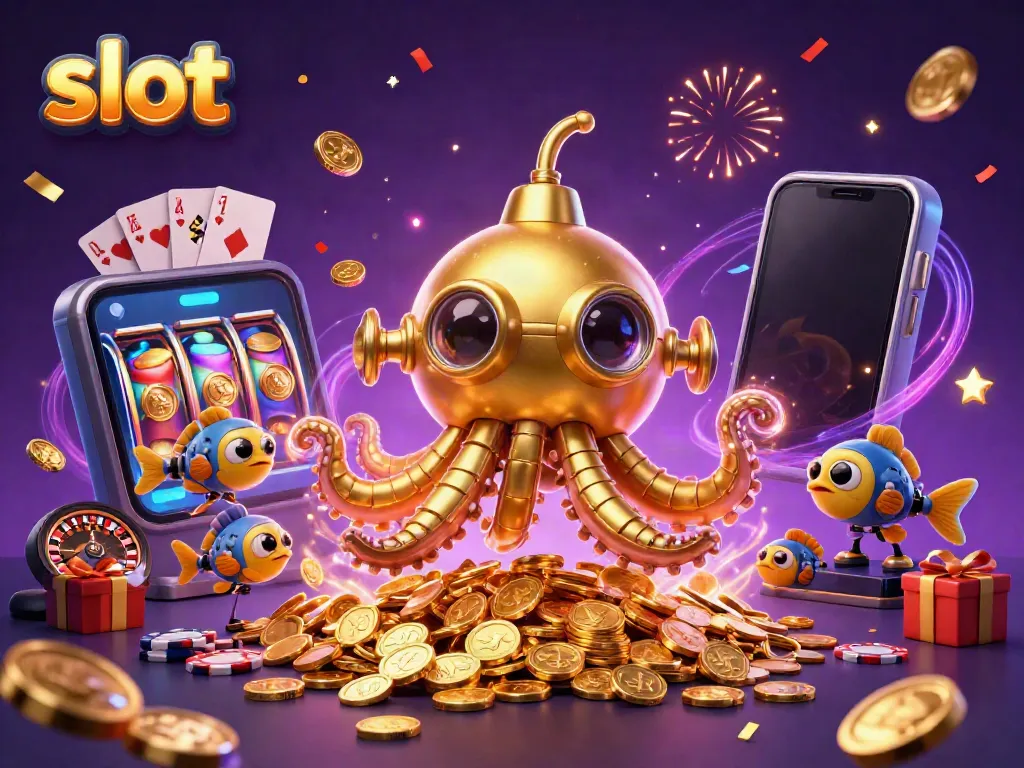 Permainan slot dengan karakter kraken emas muncul dari lautan koin