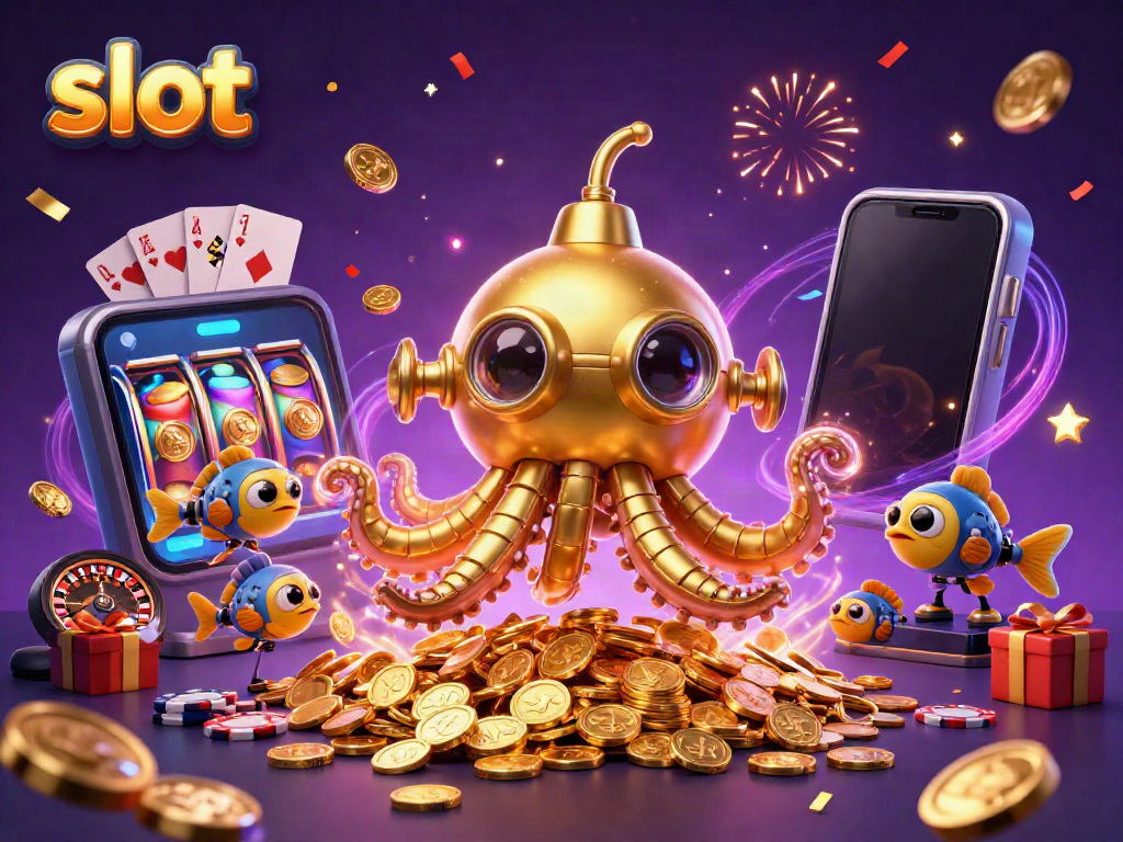 Permainan slot dengan karakter kraken emas muncul dari lautan koin
