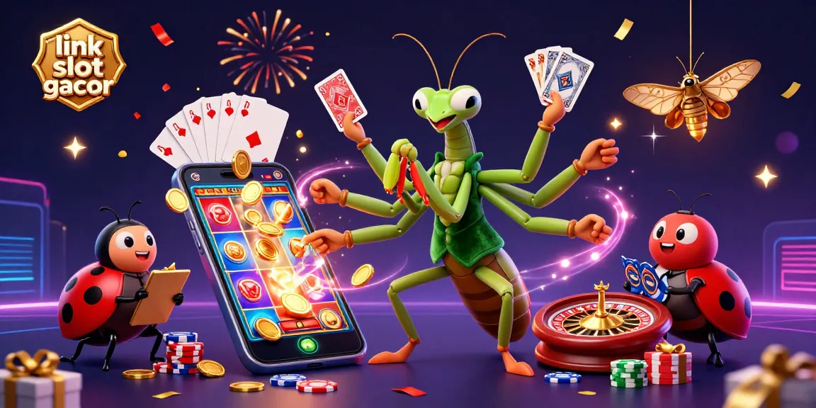 Gambarkan permainan slot gacor dengan momen menyenangkan di kasino dengan karakter ceria.