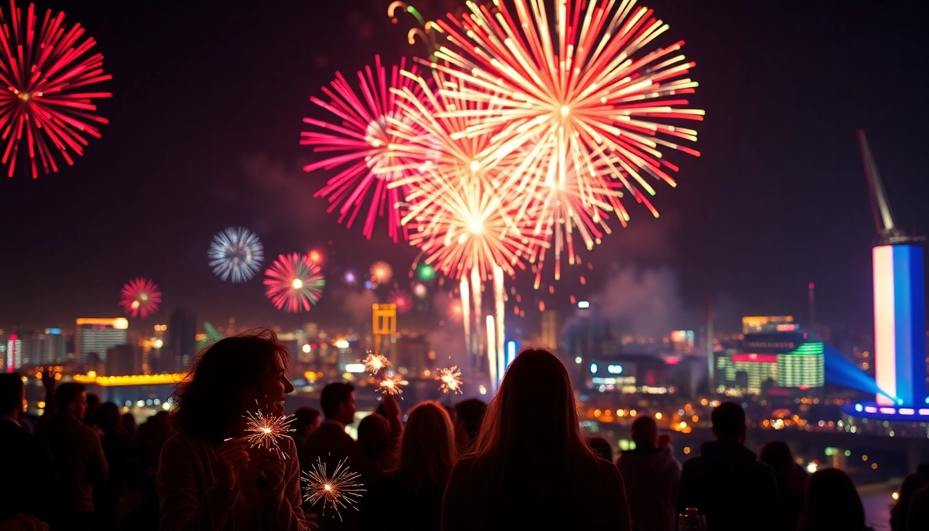 Celebrate with vibrant fireworks in Manchester night sky, capturing Buy fireworks Manchester.