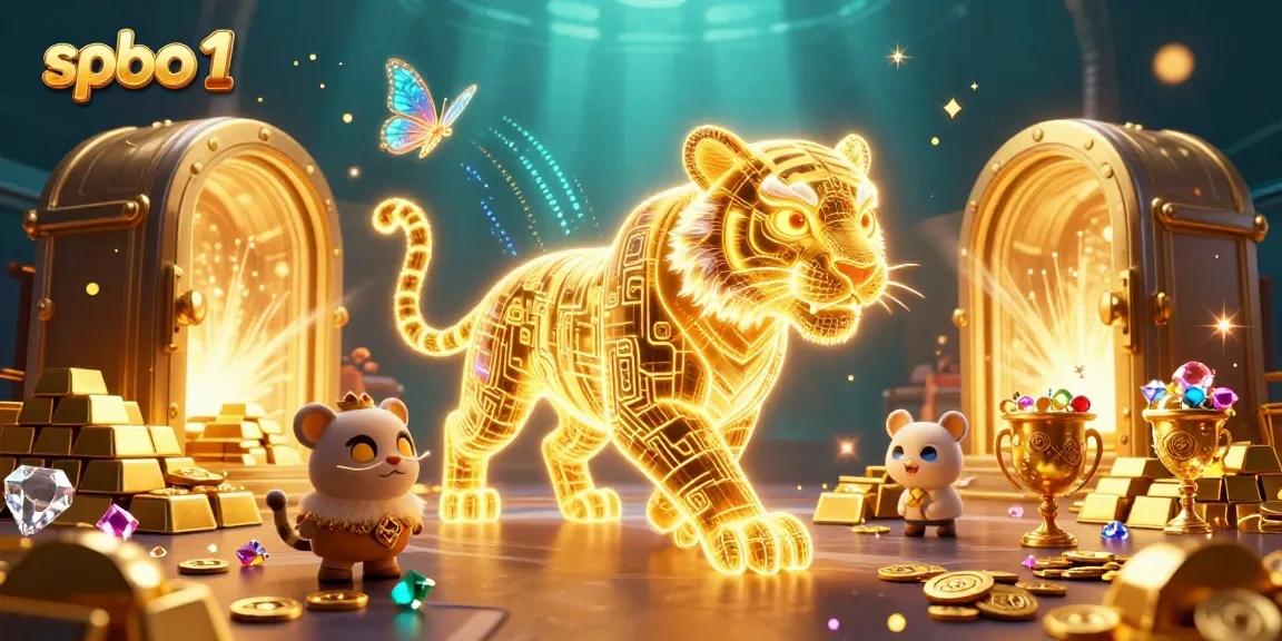 Join the excitement with spbo 1 as a golden tiger roams a rich digital casino landscape.