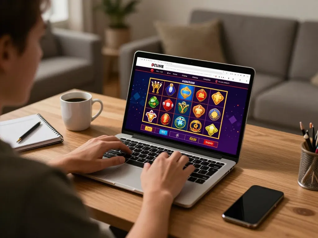 Engaging online gambling experience with 包网 options displayed on laptop in a cozy home office environment