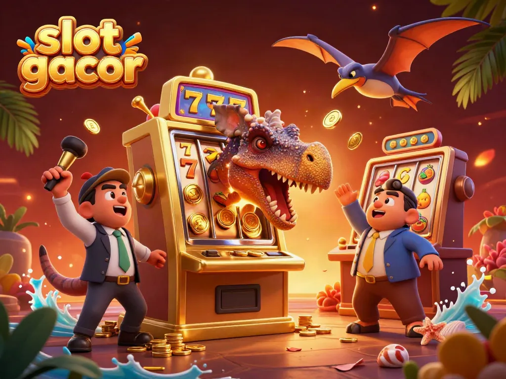 Experience slots like never before in this vibrant slot gacor scene, featuring fun dinosaur characters and exciting jackpots.