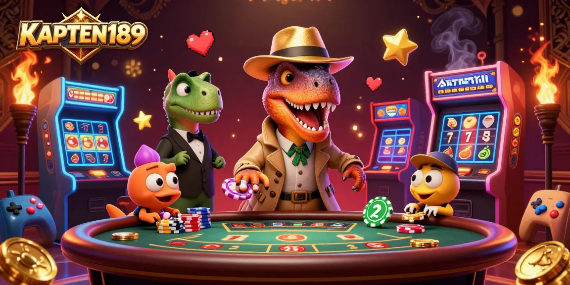 KAPTEN189 menghadirkan suasana bermain dengan raptor dan dinosaur di meja blackjack dengan suasana kasino yang meriah.