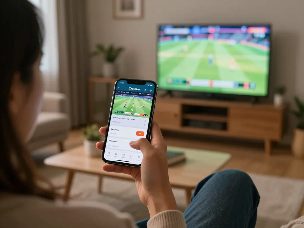 Engaging in mobile cricket betting on Crickex app during live match for strategic gameplay