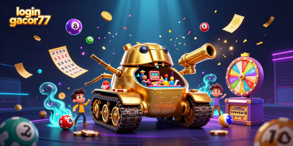 Permainan menarik di login gacor77 dengan tank keong emas dan suasana kasino mini yang hidup.