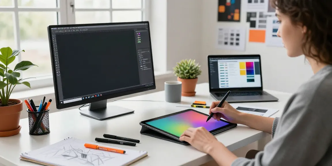 Creating stunning visuals with an affordable AI background image generator in a modern design workspace.