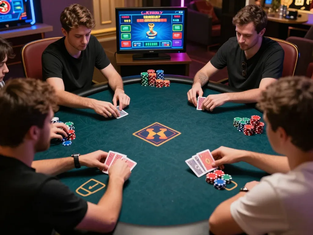 KIM99 players engaged in a strategic online poker game with vibrant graphics showcasing gameplay.