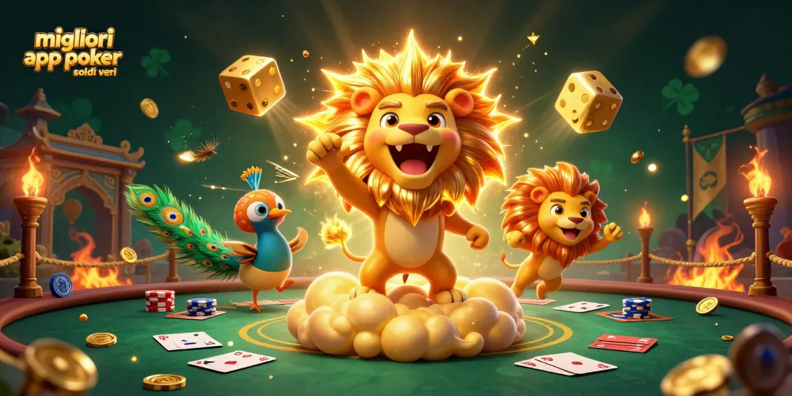 Gioca con le migliori app poker soldi veri, esplorando tavoli e fiches in un'illustrazione dinamica.