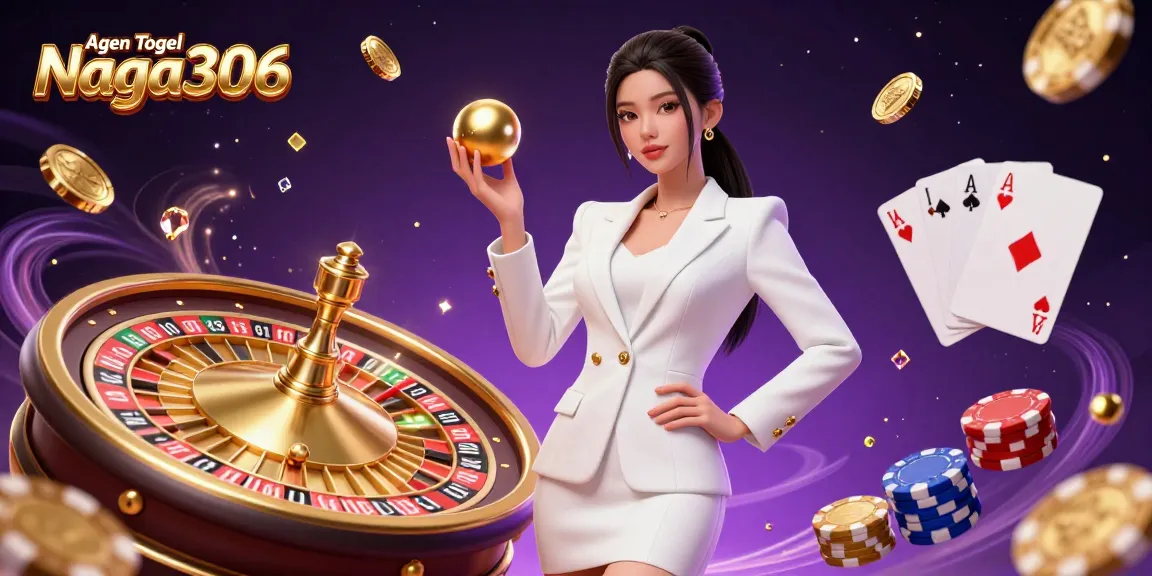 Agen Togel Naga306 reveals winning strategies with a stunning casino scene featuring dynamic roulette and slot elements.