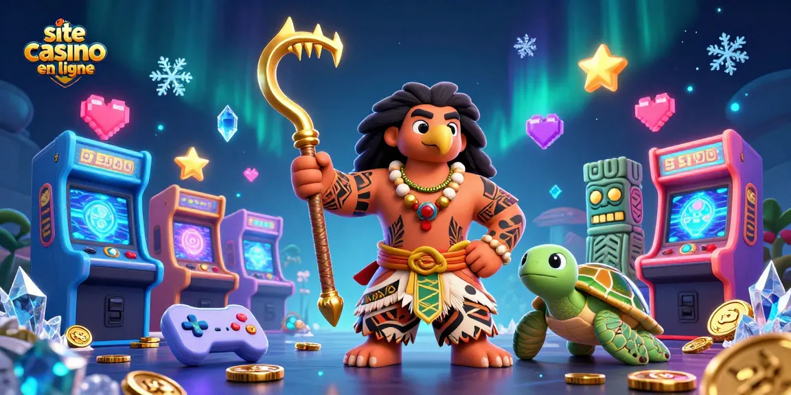 Site casino en ligne : Illustration d'une scène de casino animée avec un personnage principal coloré.