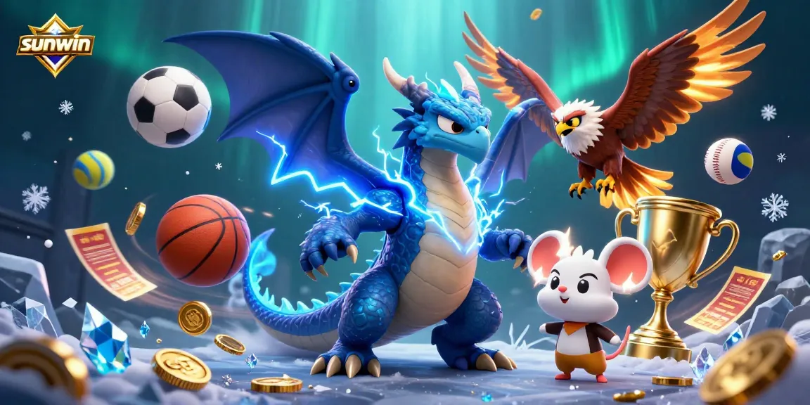 Join the excitement of sunwin as powerful characters and sports elements collide in this vibrant casino scene.