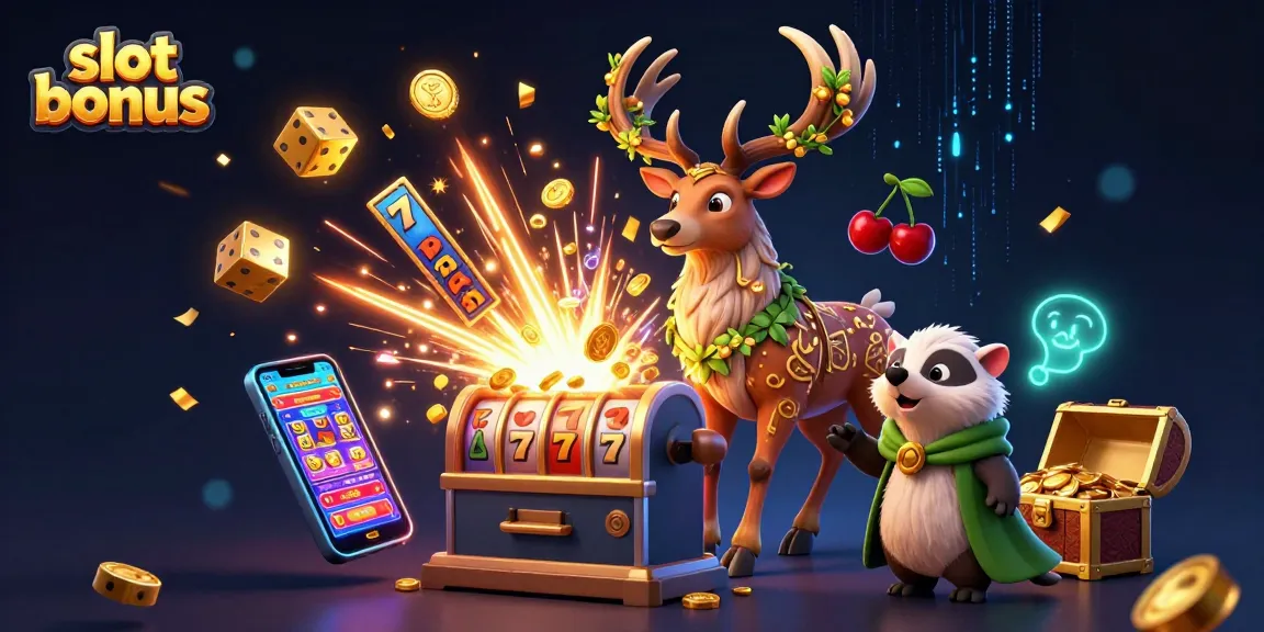 Experience the thrill of slot bonus with a magical scene featuring a druid stag, jackpot coins, and dynamic casino elements.