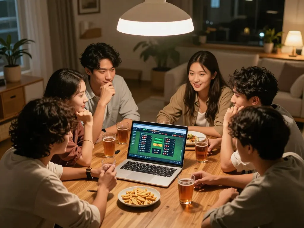Bongdalu sports betting with friends, showing live scores and odds on a laptop.