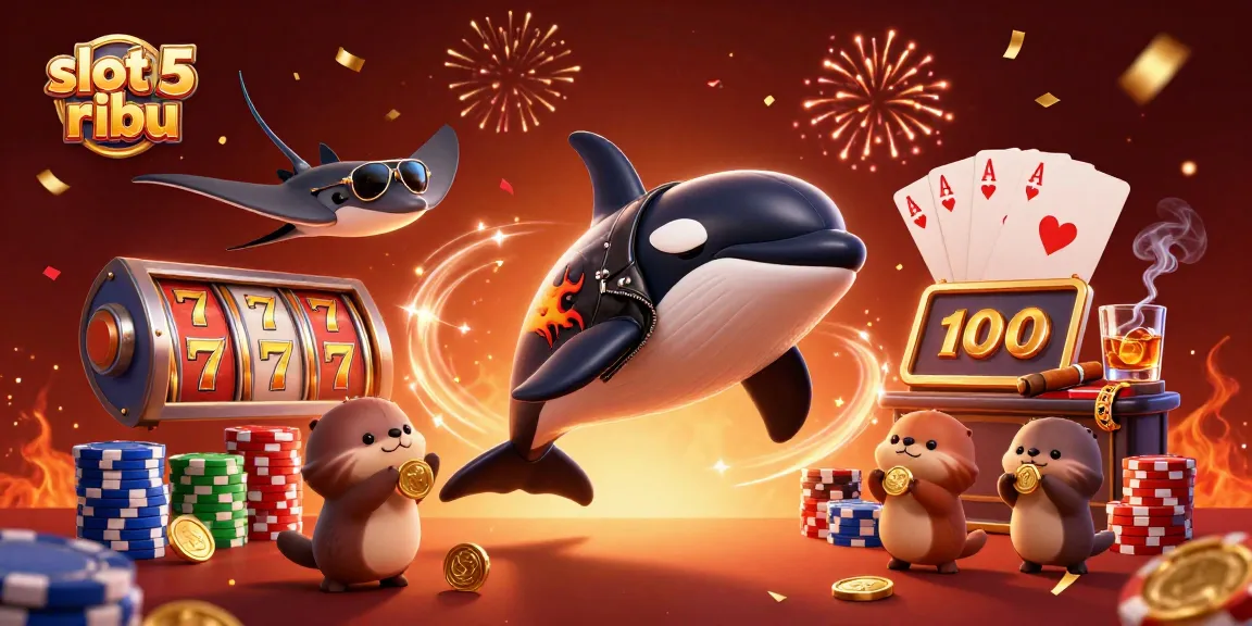 Experience the thrill with slot 5 ribu as animated characters shine amidst colorful casino elements.