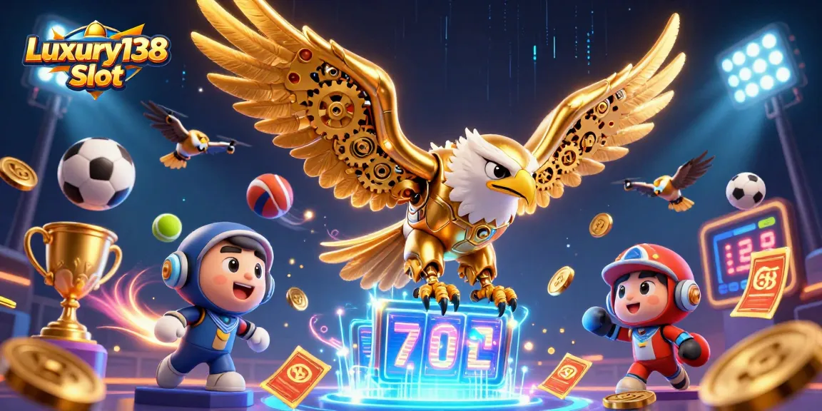 Engage in the Luxury138 Slot experience with a vibrant 3D illustration of winning moments.