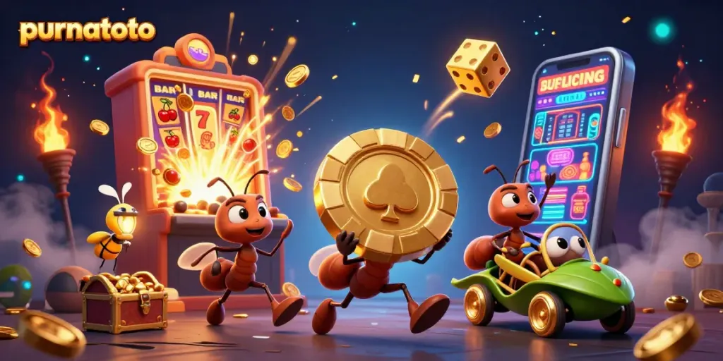 Permainan slot gacor di purnatoto dengan karakter 3D yang menarik dan elemen kasino yang meriah.