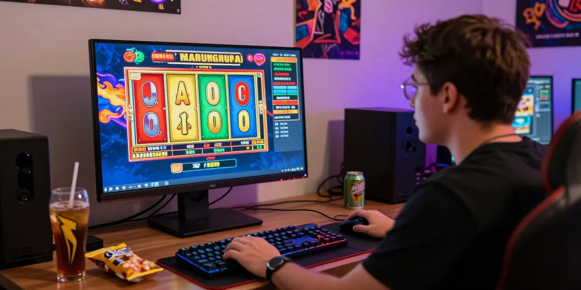 Engaged player experiencing a colorful slot game on desktop during an online gaming session.