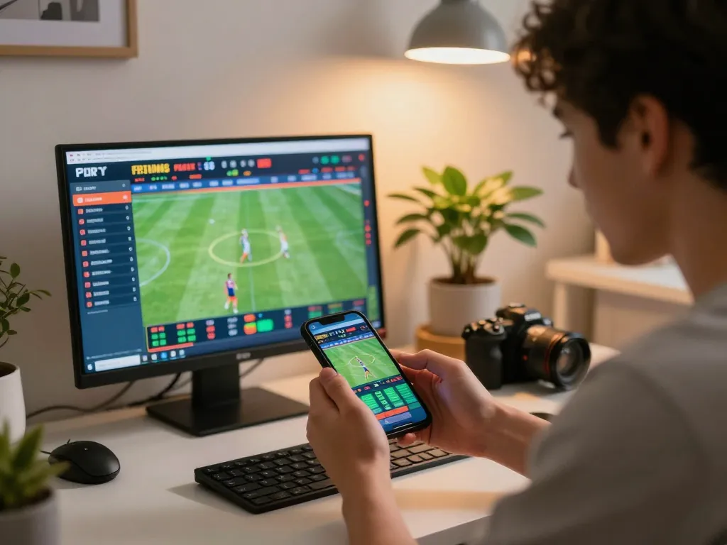 Cá cược thể thao trực tuyến hấp dẫn tại luckywin với người dùng đặt cược trên điện thoại thông minh, không khí sôi động