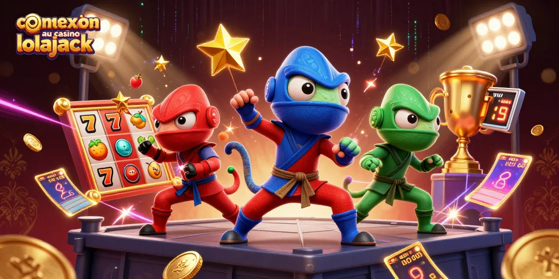 Engage in thrilling gameplay with the connexion au casino lolajack team showing their martial arts skills amidst vibrant casino elements.